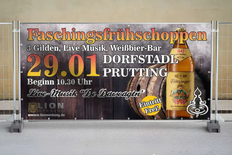 Faschingsgilde Prutting Bauzaunbanner